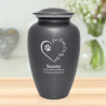 Extra Large Paw Prints On My Heart Pet Cremation Urn - Gunmetal Gray