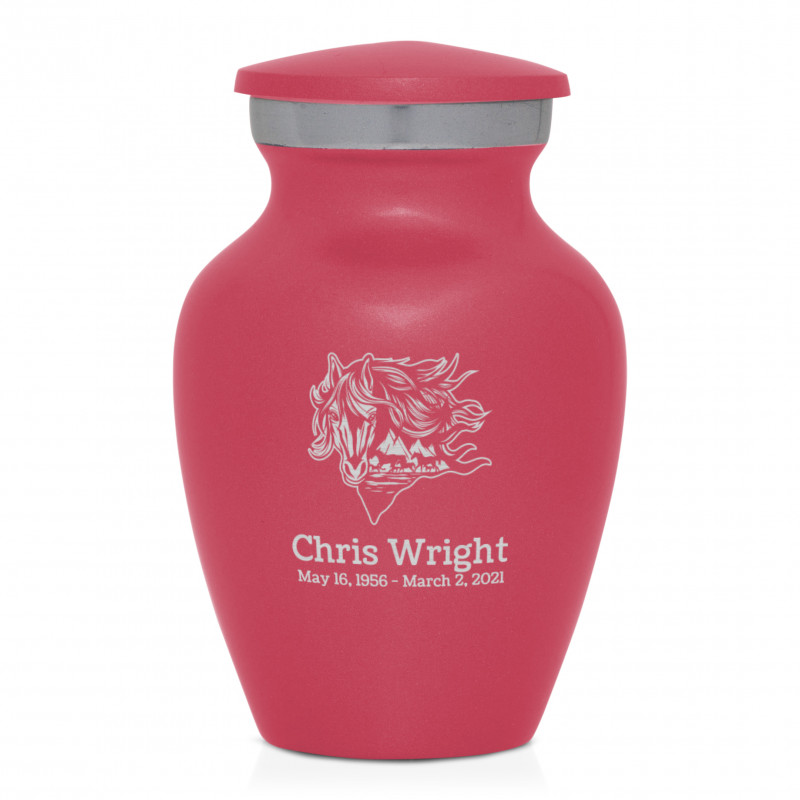 Running Horses Keepsake Urn - Rose Pink