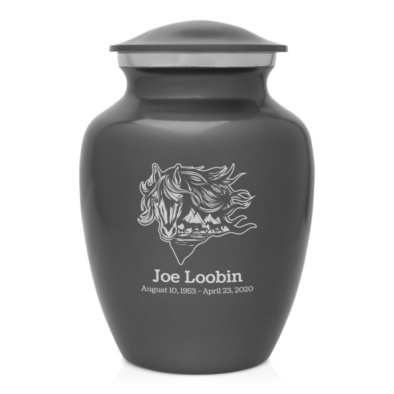 Running Horses Sharing Urn - Gunmetal Gray