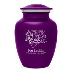 Running Horses Sharing Urn - Purple Luster