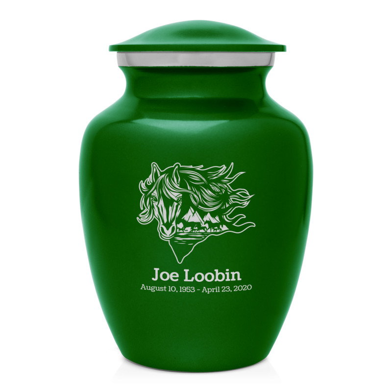 Running Horses Sharing Urn - Shamrock Green