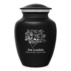 Running Horses Sharing Urn - Jet Black