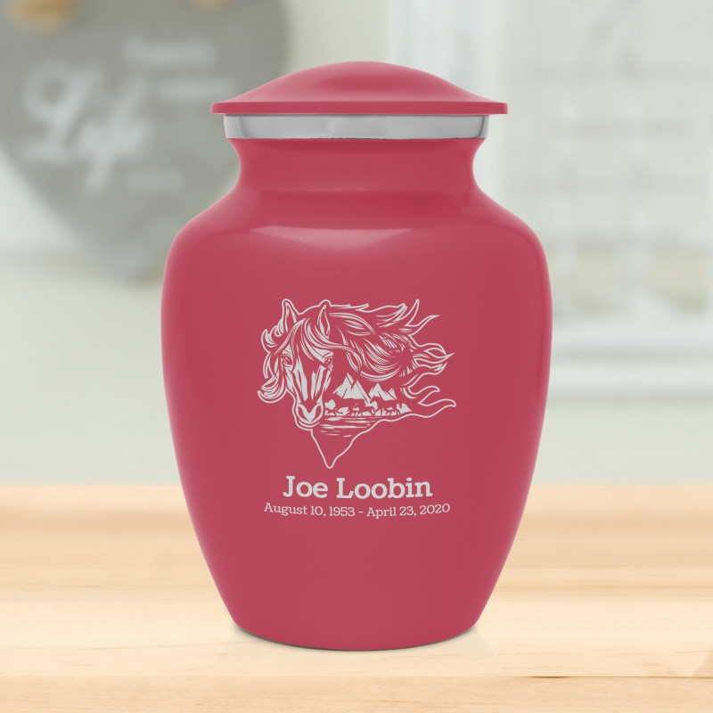 Running Horses Sharing Urn - Rose Pink