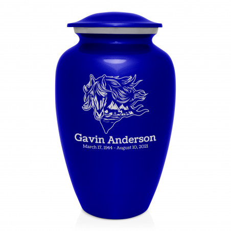 Running Horses Cremation Urn - Midnight Blue