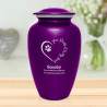 Extra Large Paw Prints On My Heart Pet Cremation Urn - Purple Luster