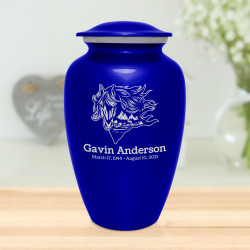 Running Horses Cremation Urn - Midnight Blue