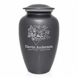 Running Horses Cremation Urn - Gunmetal Gray