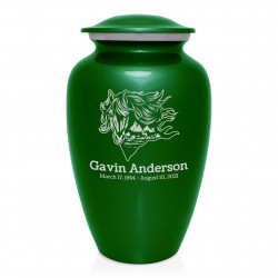 Running Horses Cremation Urn - Shamrock Green