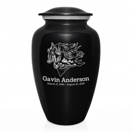 Running Horses Cremation Urn - Jet Black