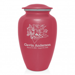 Running Horses Cremation Urn - Rose Pink