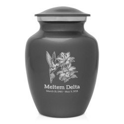 Hummingbird Flowers Sharing Urn - Gunmetal Gray