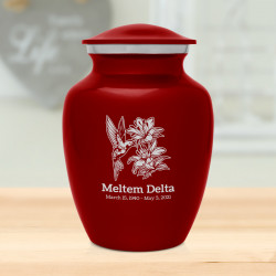 Hummingbird Flowers Sharing Urn - Ruby Red