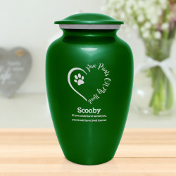 Extra Large Paw Prints On My Heart Pet Cremation Urn - Shamrock Green