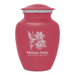 Hummingbird Flowers Sharing Urn - Rose Pink
