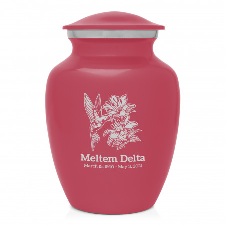 Hummingbird Flowers Sharing Urn - Rose Pink