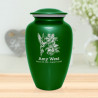 Hummingbird Flowers Cremation Urn - Shamrock Green