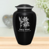 Hummingbird Flowers Cremation Urn - Jet Black