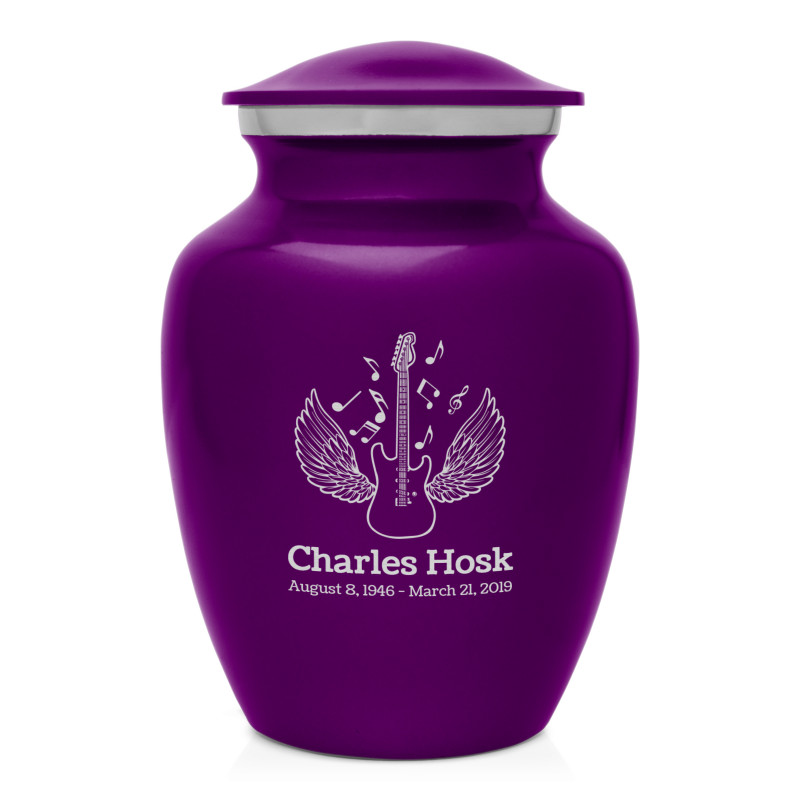 Electric Guitar Angel Wings Sharing Urn - Purple Luster