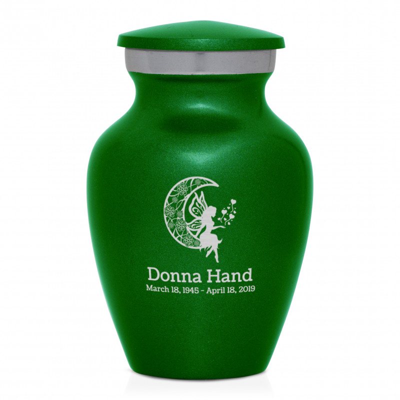 Fairy In the Moon Keepsake Urn - Shamrock Green