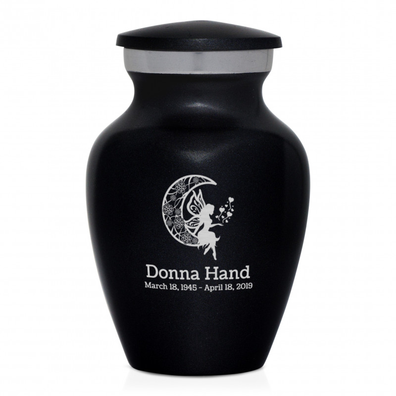 Fairy In the Moon Keepsake Urn - Jet Black