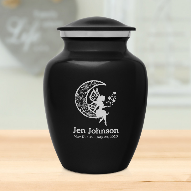 Fairy In the Moon Sharing Urn - Jet Black