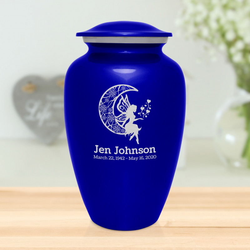Fairy In the Moon Cremation Urn - Midnight Blue