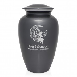 Fairy In the Moon Cremation Urn - Gunmetal Gray