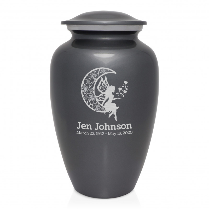 Fairy In the Moon Cremation Urn - Gunmetal Gray