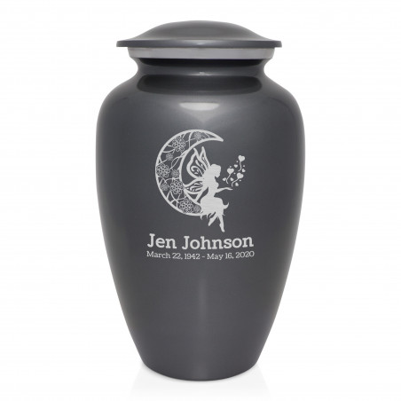 Fairy In the Moon Cremation Urn - Gunmetal Gray