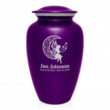 Fairy In the Moon Cremation Urn - Purple Luster