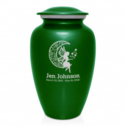 Fairy In the Moon Cremation Urn - Shamrock Green