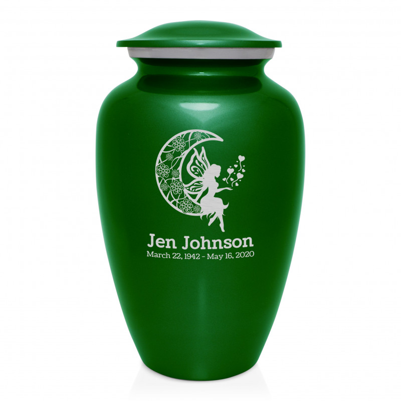 Fairy In the Moon Cremation Urn - Shamrock Green