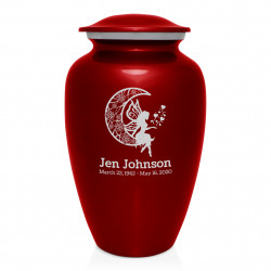 Fairy In the Moon Cremation Urn - Ruby Red