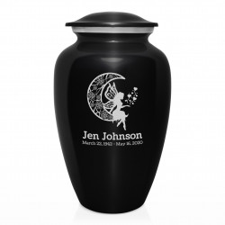 Fairy In the Moon Cremation Urn - Jet Black