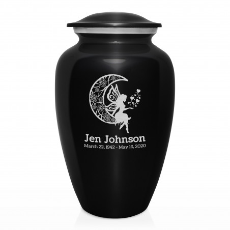 Fairy In the Moon Cremation Urn - Jet Black