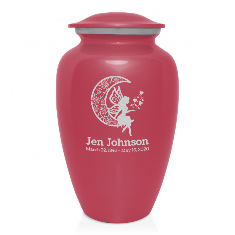 Fairy In the Moon Cremation Urn - Rose Pink