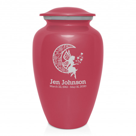 Fairy In the Moon Cremation Urn - Rose Pink