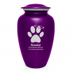 Extra Large Angel Paw Pet Cremation Urn - Purple Luster