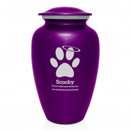 Extra Large Angel Paw Pet Cremation Urn - Purple Luster