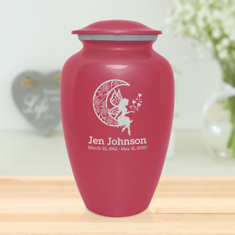 Fairy In the Moon Cremation Urn - Rose Pink