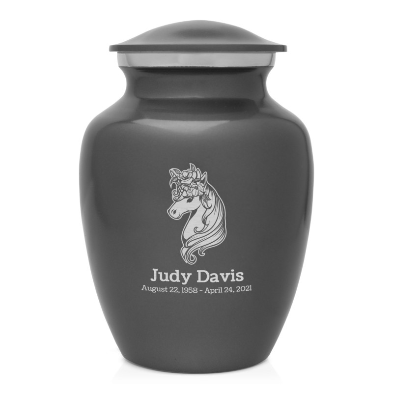 Floral Unicorn Sharing Urn - Gunmetal Gray