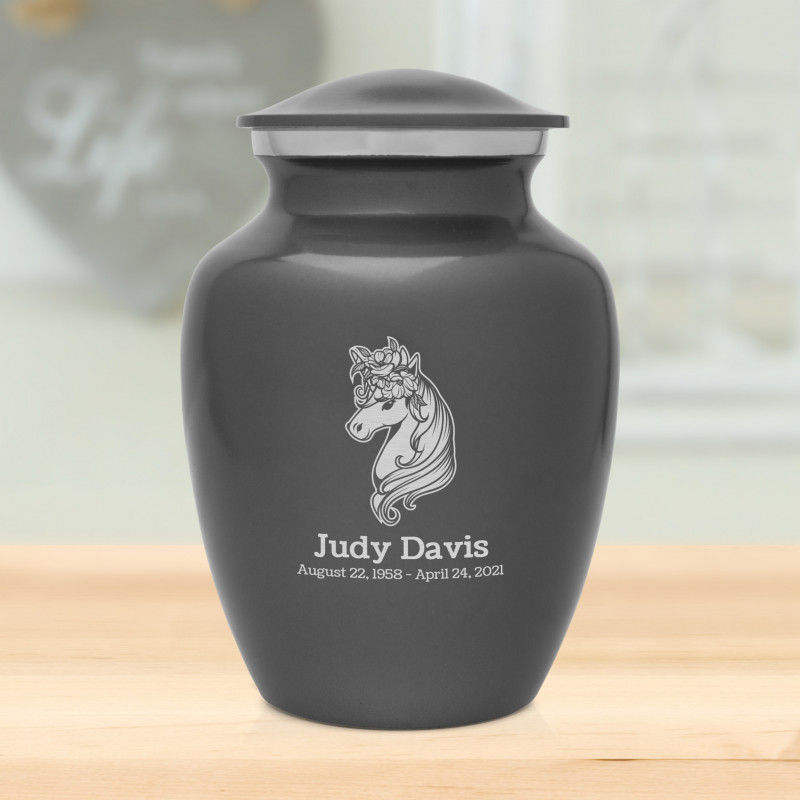 Floral Unicorn Sharing Urn - Gunmetal Gray