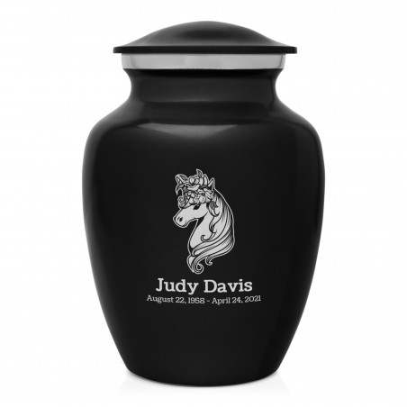 Floral Unicorn Sharing Urn - Jet Black