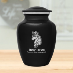 Floral Unicorn Sharing Urn - Jet Black