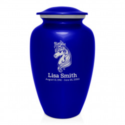 Floral Unicorn Cremation Urn - Midnight Blue