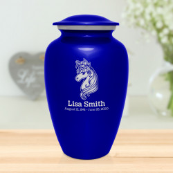 Floral Unicorn Cremation Urn - Midnight Blue