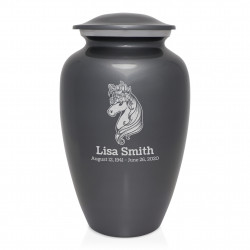 Floral Unicorn Cremation Urn - Gunmetal Gray