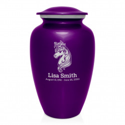 Floral Unicorn Cremation Urn - Purple Luster