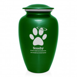 Extra Large Angel Paw Pet Cremation Urn - Shamrock Green