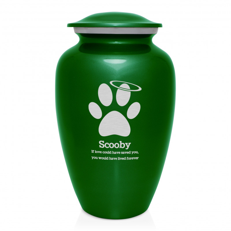 Extra Large Angel Paw Pet Cremation Urn - Shamrock Green